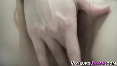 Hairy asian teen rubs