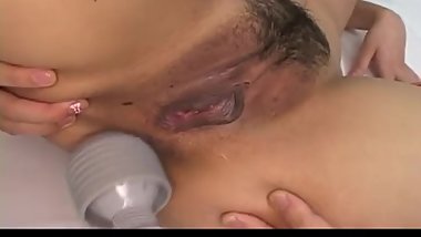 Skinny Maho Sawai hard fucked with toys in both holes