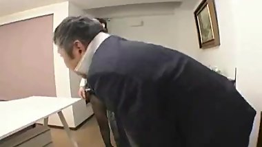 Office boss pegging her employee