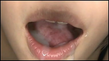 Asian girl swallows huge load 3! by triplextroll