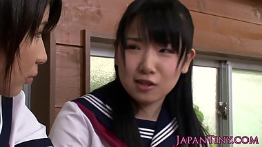 Tiny CFNM Japanese schoolgirl love sharing cock