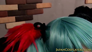 Blue haired Hatsune Miko creampied