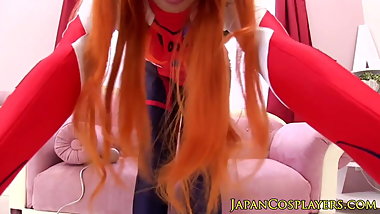 Asian babe Chika Arimura sucks as Evangelion