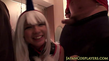 Uniformed asian fantasy fucked in gangbang