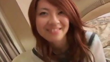 Peachy tits Japana hottie, Ran, gets a big dick in her twat