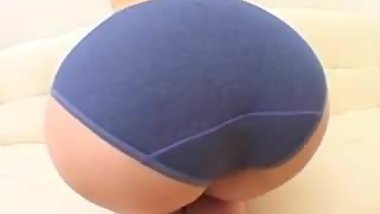 Big booty japanese babe in blue panties