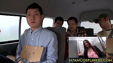Cosplay nippon babe fucking lucky dude in car