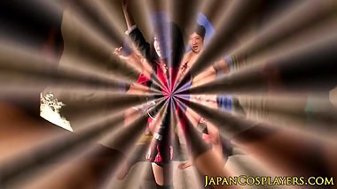 Squirting nippon cosplay babe doggystyled