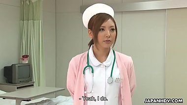 Stunning Japanese nurse gets creampied after being roughly p