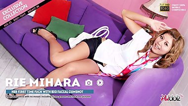 Glamorous Asian blonde cocksucker enjoys a rough doggy style