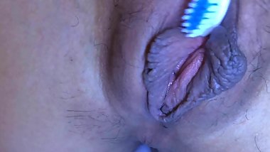 Japanese amateur close up with teeth brush 2.