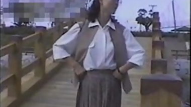 Mature woman exposing nude at museum M