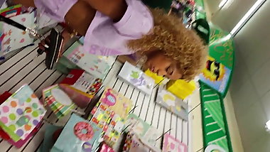 Gorgeous light skinned mix teen creepshot booty cheeks pt3