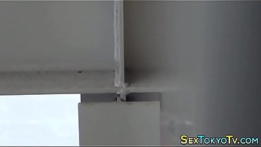 Asian rubs vag in public