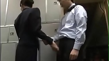 Japanese stewardess dissuade men from masturbating on the plane - Pt2 On HdMilfCam.com