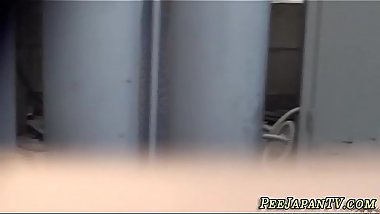 Cute asian teens peeing