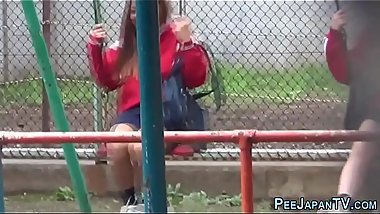 Dirty asian teens peeing