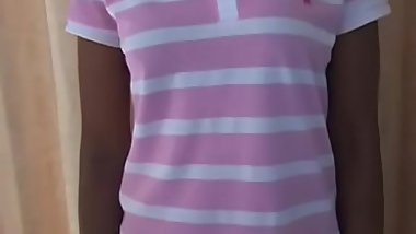 Skinny Asian cutie cheerfully strips and poses for the camera