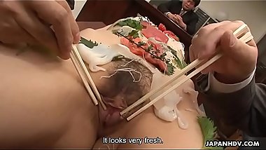 Sushi girl is the main course of the office gangbang