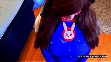 OVERWATCH D.va Cosplay Face Fucked Asian Stepsister HD WatchSexCam.com