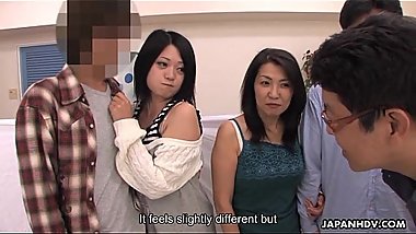 Teen masturbates as the milf blows a pecker