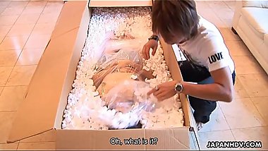 Asian maid getting her master off with a jack off