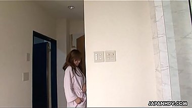 Cute Asian teen has a toy session in the bathroom