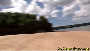 Asian teen strokes cock